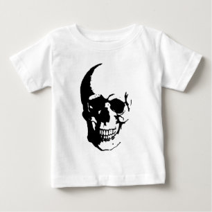 ドクロ - ブラック＆ホワイト メタル ファンタジー アート ベビーTシャツ