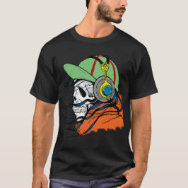 ドクロ、ヘッドホン、パーカー、帽子、Tシャツ Tシャツ