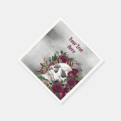 ドクロ ローズ バーガンディー グレー カスタマイズ スタンダードカクテルナプキン (角)