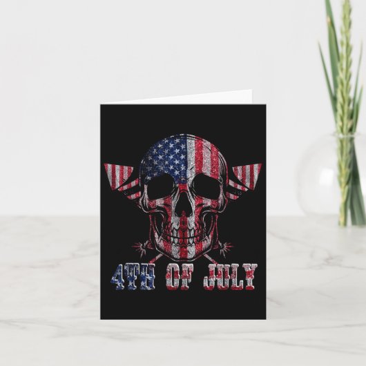 ドクロ 花火 アメリカ国旗 独立記念日 4th カード (正面)