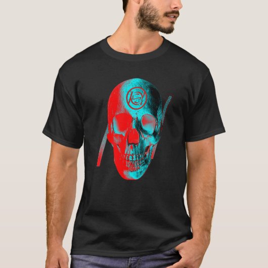 ドクロ 青 赤 Tシャツ (正面)
