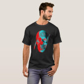 ドクロ 青 赤 Tシャツ (正面フル)