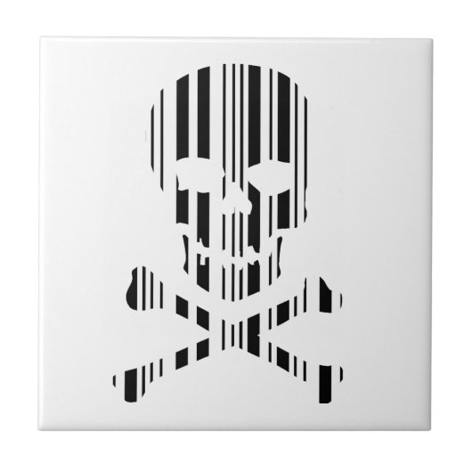 ドクロ＋骨 BAR CODE 毒バーコード タイル (正面)