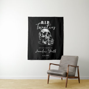 ドクロ RIP 二十代 30歳の誕生日パーティーの背景幕 タペストリー