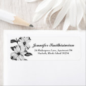 ドグウッドフラワーズ差出人住所ラベルインB&W ラベル (インサイチュ)