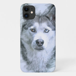 ドグシベリアハスキースケッチそり犬 iPhone 11 ケース
