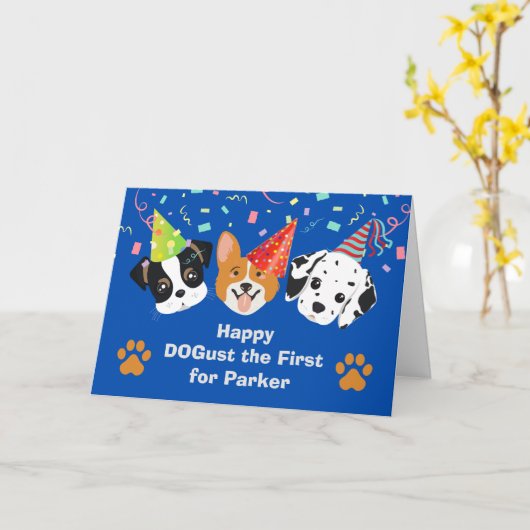 ドグスト威厳がある第1回バースデーシェルター犬 カード (黄色い花)