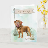 ドグドゥボルドードッグアウトドアズアンダー誕生日標識 カード (黄色い花)