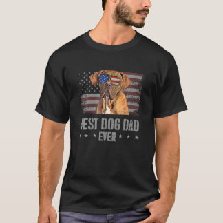 ドグドゥボルドー最高のドッグパパエバーレトロUSAアメ Tシャツ