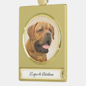 ドグドゥボルドー絵画ズ – かわいいオリジナルドッグアート ゴールドプレートバナーオーナメント (左)