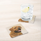 ドグドゥボルドー絵画ズ – かわいいオリジナルドッグアート スクエアペーパーコースター (インサイチュ)