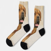 ドグドゥボルドー絵画ズ – かわいいオリジナルドッグアート ソックス (左)