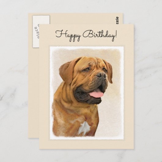 ドグドゥボルドー絵画ズ – かわいいオリジナルドッグアート ポストカード (正面/裏面)