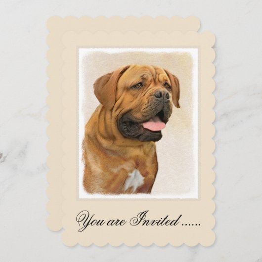 ドグドゥボルドー絵画ズ – かわいいオリジナルドッグアート 招待状 (正面/裏面)
