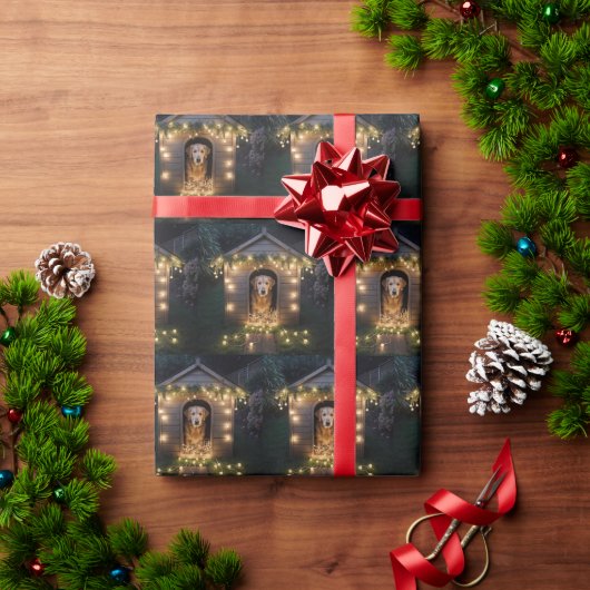 ドグハウスのクリスマスゴールデンレトリバー ラッピングペーパー (クリスマスギフト)