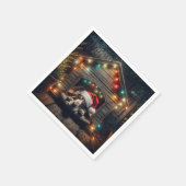 ドグハウスのクリスマスバセットハウンド スタンダードカクテルナプキン (角)