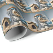 ドグハウスサンドキャッスル付き髭のあるコリー ラッピングペーパー (ロールコーナー)