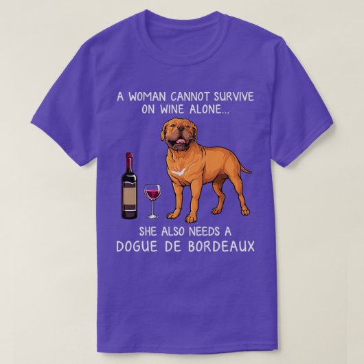 ドグボルドーアンドワインおもしろい犬 Tシャツ (デザイン正面)