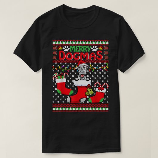 ドグマスメリーアイリッシュセッター犬の醜いおもしろいクリスマス Tシャツ (デザイン正面)