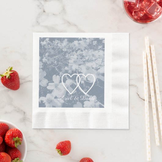 ドグ素朴ウウの結婚花の定食。灰色 縁ありランチョンナプキン (インサイチュ)