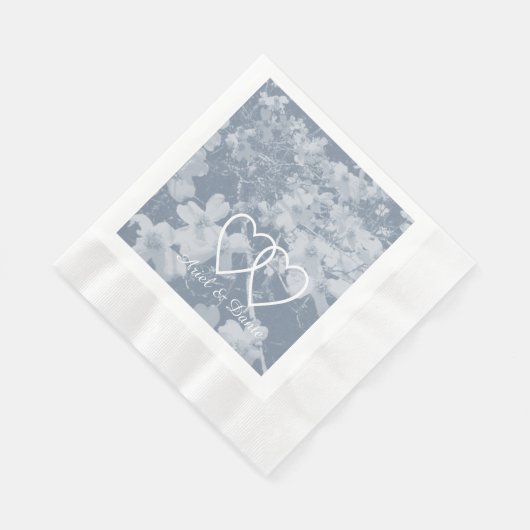 ドグ素朴ウウの結婚花の定食。灰色 縁ありランチョンナプキン (角)