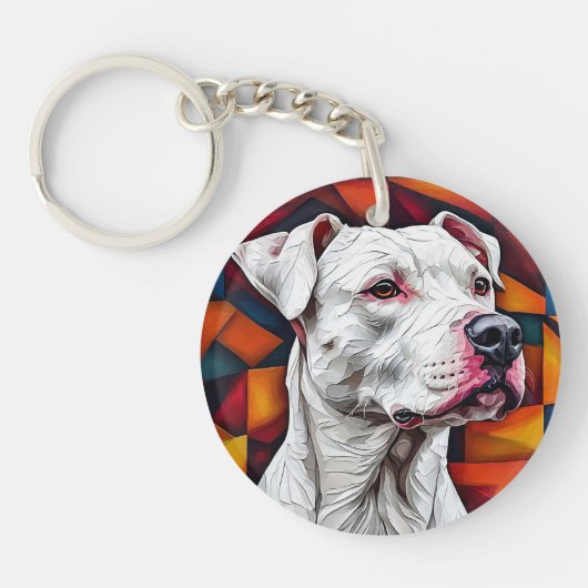 🐕 ドゴ・アルヘンティーノの肖像画ギフト 犬好きへのプレゼント 🎁 キーホルダー (正面)