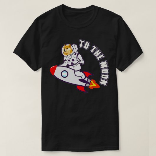 ドジェコインに月の宇宙飛行士ドージミーム Tシャツ (デザイン正面)