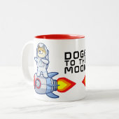 ドジェコインへムーンロケットマン宇宙Doge Crypto ツートーンマグカップ (正面左)