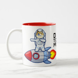 ドジェコインへムーンロケットマン宇宙Doge Crypto ツートーンマグカップ