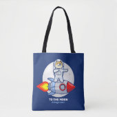 ドジェコインへムーンロケットマン宇宙Doge Crypto トートバッグ (正面)