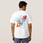 ドジェコインへムーンロケットマン宇宙Doge Crypto Tシャツ (裏面フル)