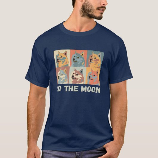 ドジェコインへ月の暗号ミームコイン芝DOGE T Tシャツ (正面)