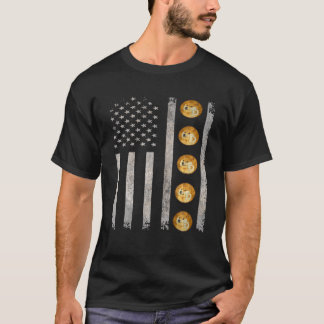 ドジェコイン投げ男女性ドジェコイン国旗 Tシャツ