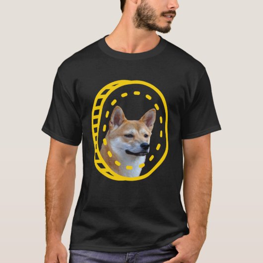 ドジェコイン柴犬暗号通貨 Tシャツ (正面)