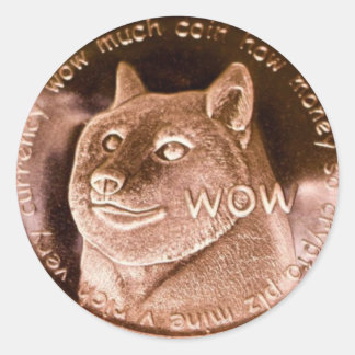 ドジェコイン金ゴールドワウクラシックラウンドステッカー ラウンドシール