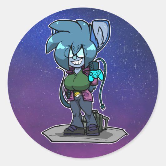 ドジャーチビ(小さくかわいく書いた感じ)ステッカー ラウンドシール (正面)