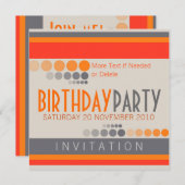 ドストライプットバースデーパーティ招待状 招待状 (正面/裏面)