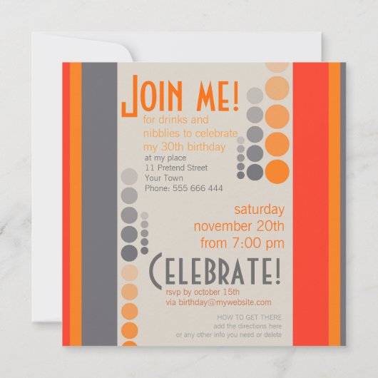 ドストライプットバースデーパーティ招待状 招待状 (裏面)