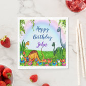 ドタバタと轟音の恐竜の誕生日パーティー スタンダードランチョンナプキン (インサイチュ)