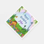 ドタバタと轟音の恐竜の誕生日パーティー スタンダードランチョンナプキン (角)