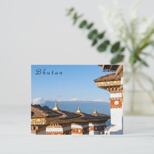 ドチュラ峠に沈む夕日 - ヒマラヤ、ブータン ポストカード (スタンド正面)