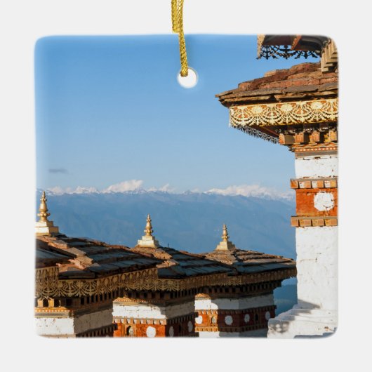 ドチュラ峠に沈む夕日 - ブータン、ヒマラヤ セラミックオーナメント (正面)