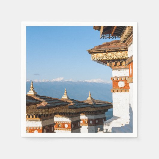 ドチュラ峠の夕日 – ヒマラヤのブータン スタンダードカクテルナプキン (正面)
