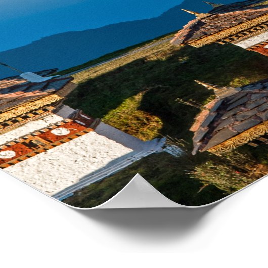 ドチュラ峠の夕日 – ヒマラヤのブータン ポスター (角)