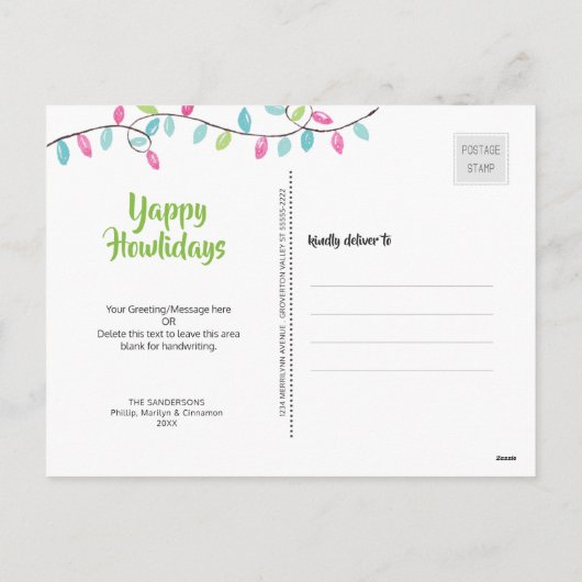 ドッいけなグおもしろい·サンタレター·フォトドッグの名前 シーズンポストカード (裏面)