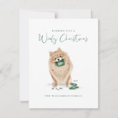 ドッいけなグウォーターポメラニア犬食べホリデーカード シーズンカード (正面)