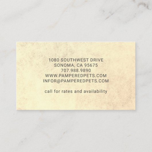 ドッお洒落グペットボーディングデイケア犬小屋 名刺 (裏面)