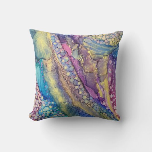 ドッカラフルツアルコールインク液体抽象芸術アート クッション (正面)