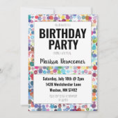 ドッカラフルツ絵を描10代の若者誕生日パーティー招待状 招待状 (正面)