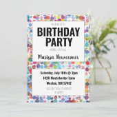 ドッカラフルツ絵を描10代の若者誕生日パーティー招待状 招待状 (スタンド正面)